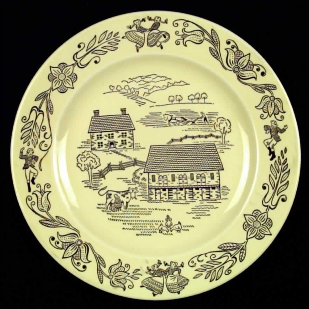 4 Vintage 10” Bucks County Royal China Yellow